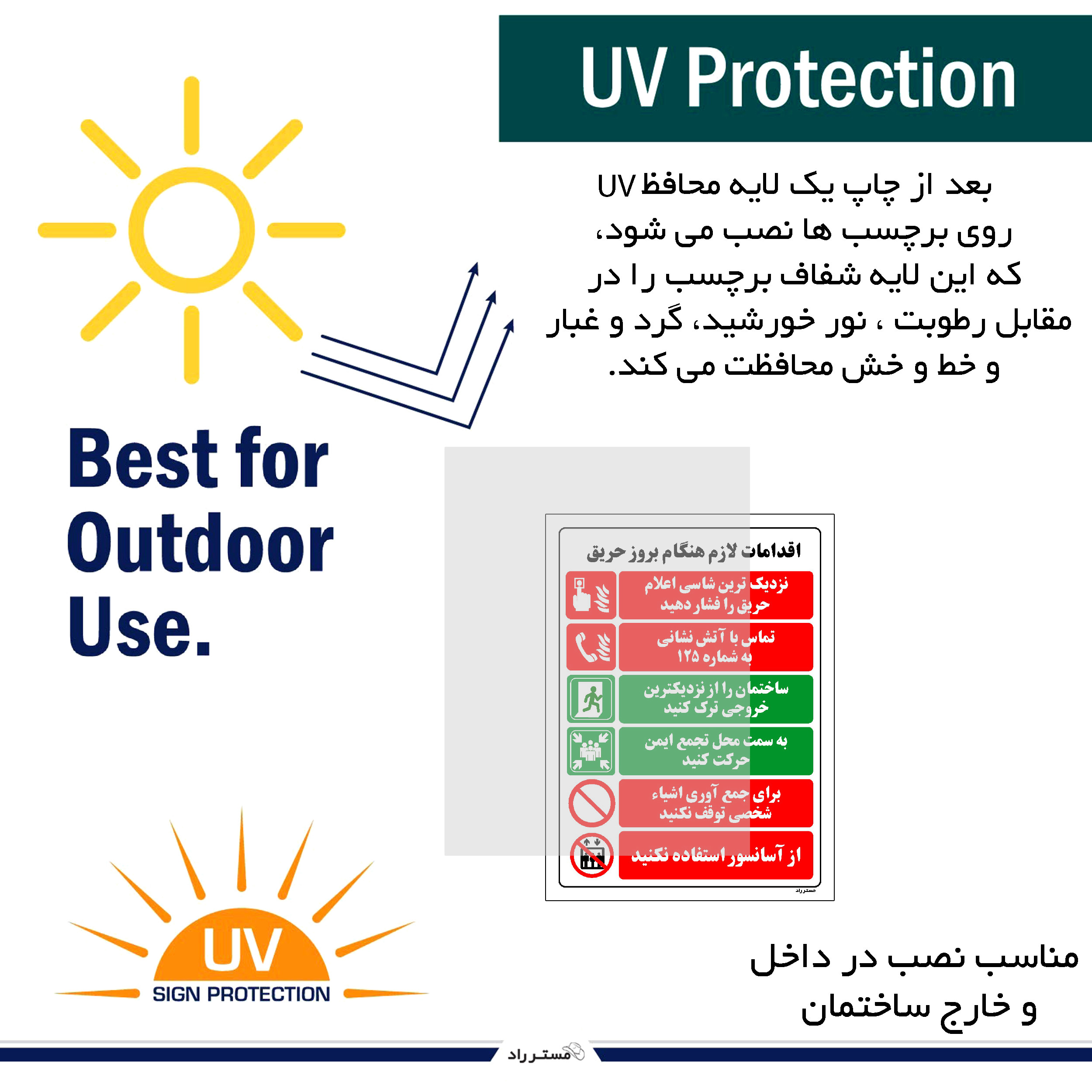 برچسب ایمنی مستر راد طرح اقدامات لازم هنگام بروز حریق مدل HSE-OSHA-039 برچسب ایمنی مستر راد طرح اقدامات لازم هنگام بروز حریق مدل HSE-OSHA-039