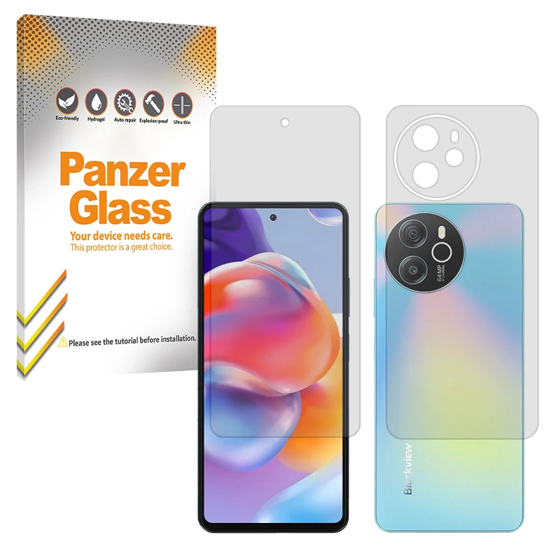 محافظ صفحه نمایش شفاف پنزر گلس مدل Resistant مناسب برای گوشی موبایل بلک ویو Shark 8 به همراه محافظ پشت گوشی 