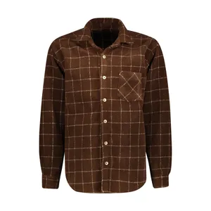پیراهن آستین بلند مردانه ان سی نو مدل آلفا رنگ قهوه‌ای