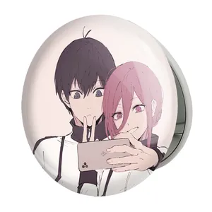 آینه جیبی خندالو طرح هیوما و یویچی انیمه بلو لاک Blue Lock مدل تاشو کد 24382 