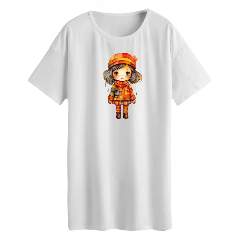 تی شرت لانگ زنانه مدل دختر پاییز