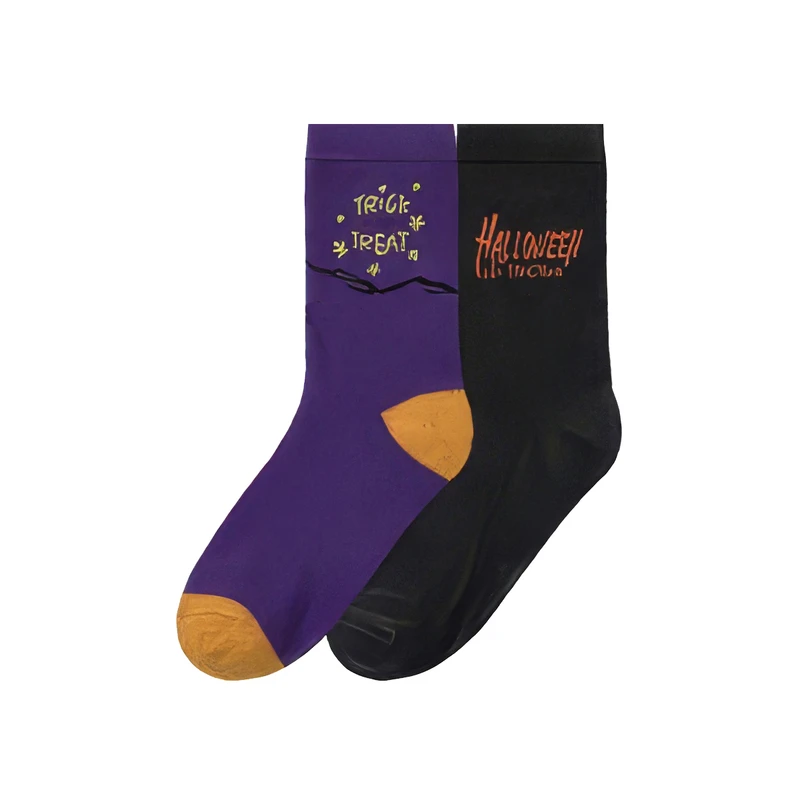 جوراب ساق بلند پسرانه هالووین مدل New 2025 مجموعه دو عددی