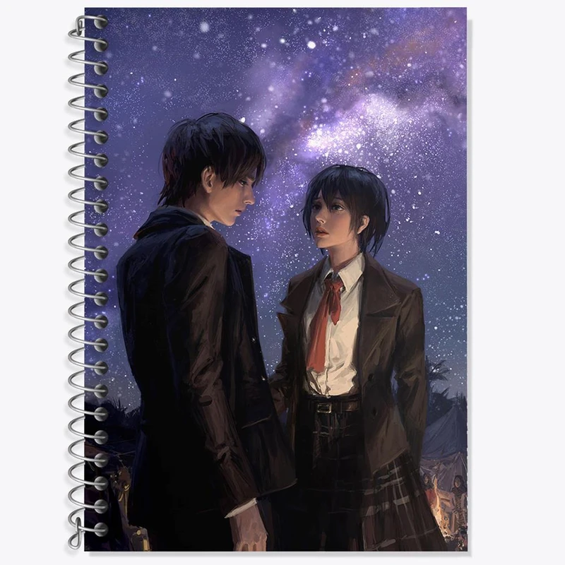 دفتر زبان 50 برگ خندالو مدل دو خط طرح ارن و میکاسا انیمه اتک آن تایتان Attack on Titan کد 18570