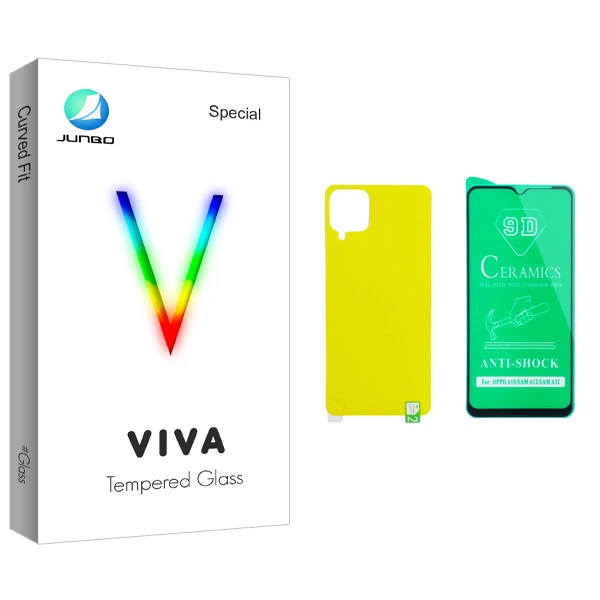 محافظ صفحه نمایش سرامیکی و پشت گوشی جانبو مدل Viva Glass مناسب برای گوشی موبایل سامسونگ Galaxy A12