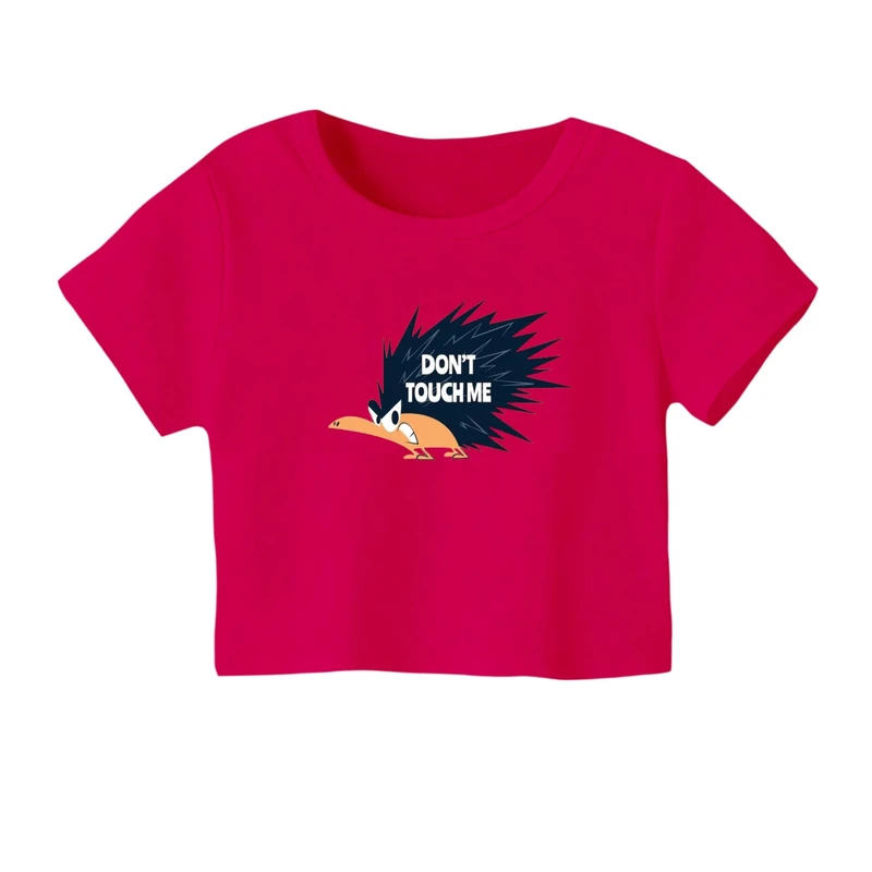 کراپ‌ تی‌شرت آستین کوتاه زنانه مدل جوجه تیغی