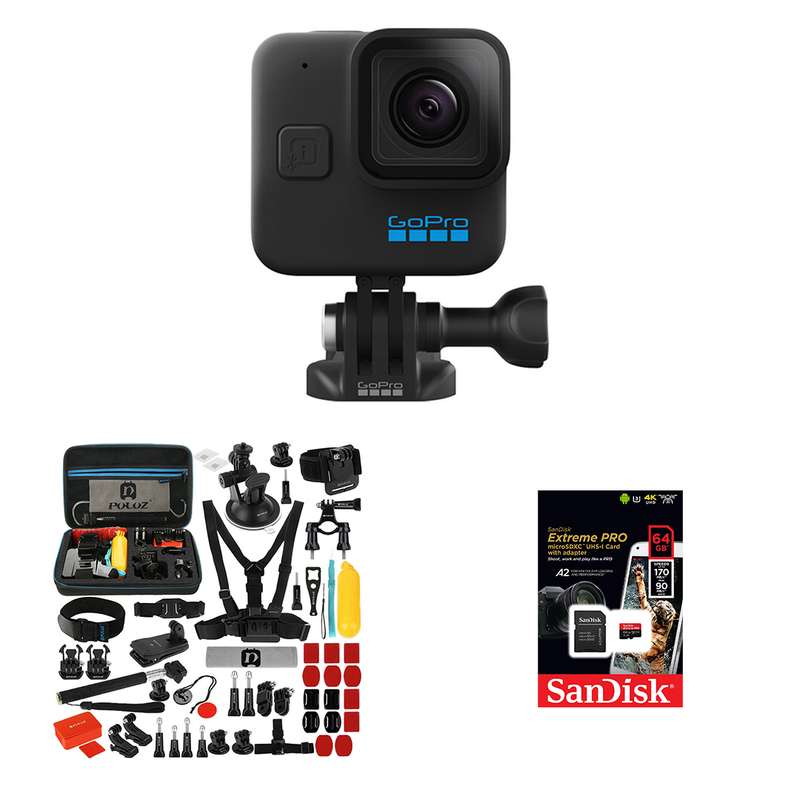 دوربین فیلم برداری ورزشی گوپرو مدل Hero 11 Black Mini به همراه لوازم جانبی دوربین فیلم برداری ورزشی گوپرو مدل Hero 11 Black Mini به همراه لوازم جانبی