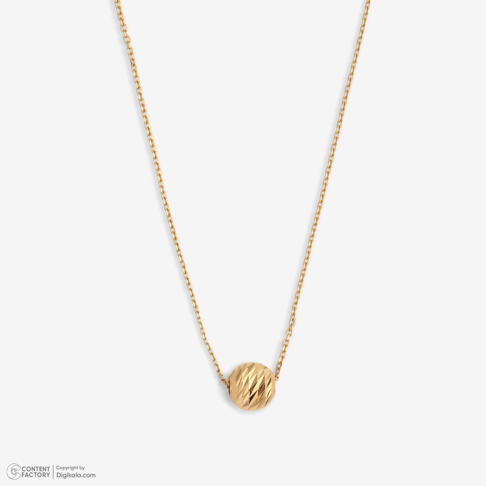 گردنبند طلا 18 عیار زنانه با زنجیر حلقهای (فلامینگو) وی گالری مدل تک گوی تراش کد NC4010 -  - 6