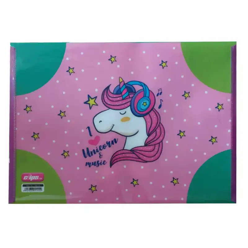 پوشه دکمه دار کلیپس مدل فانتزی طرح اسب تک شاخ کد 3