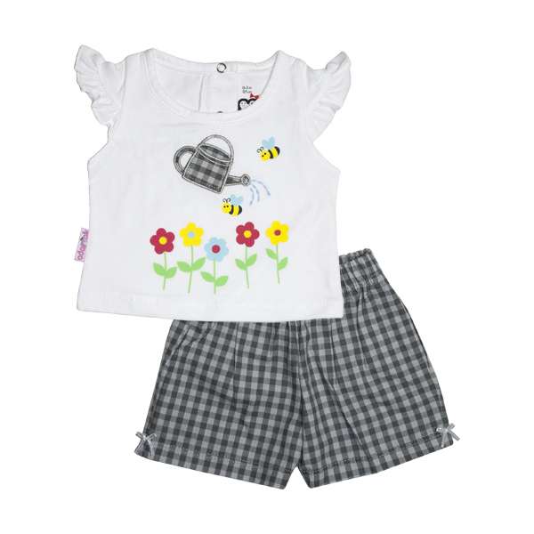 ست تیشرت و شلوارک نوزادی آدمک مدل آب پاش رنگ طوسی