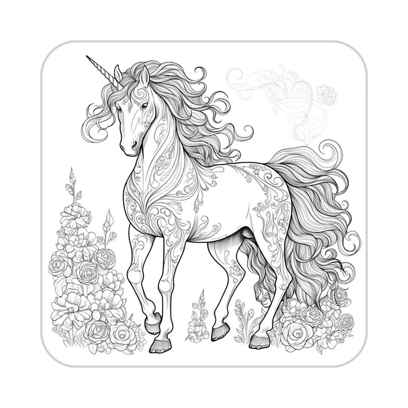 زیر لیوانی کاکتی طرح اسب تک شاخ و یونیکورن مدل mp30346