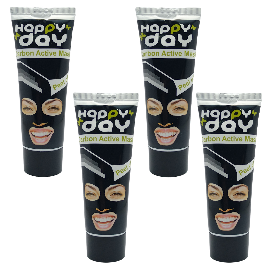 ماسک صورت هپی دی مدل زغال حجم 75 میلی لیتر مجموعه 4 عددی