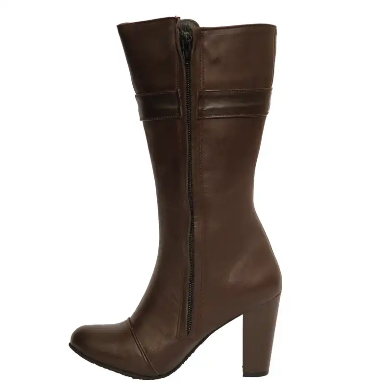 بوت زنانه مدل پاشنه دار چرمی کد 05