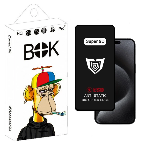 محافظ صفحه نمایش بوک مدل Super 9D Touch مناسب برای گوشی موبایل اپل Iphone 15 Pro