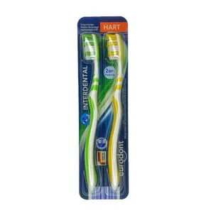مسواک یورودونت مدل INTERDENTAL با برس سخت بسته 2 عددی 
