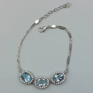 دستبند نقره زنانه مدل توپاز کد 20295