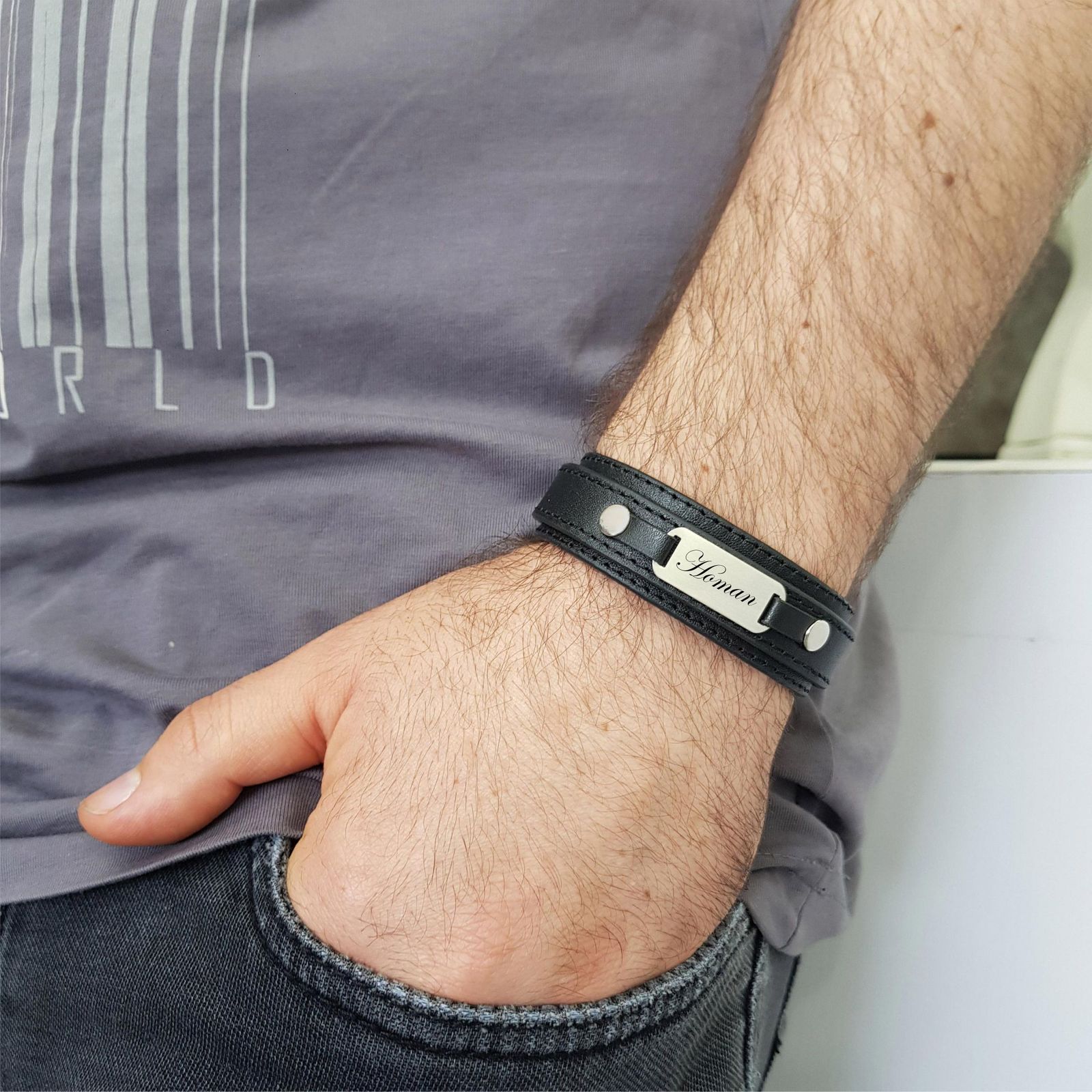دستبند نقره مردانه مدل هومن کد 367 DCN -  - 2
