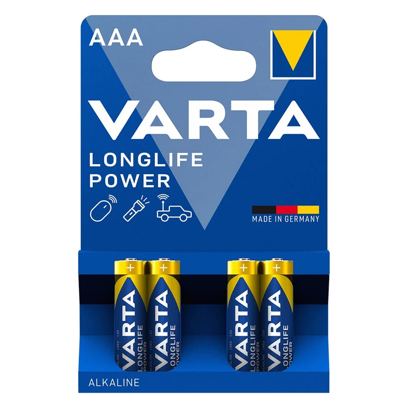 باتری نیم قلمی وارتا مدل LONG LIFE POWER بسته 4 عددی