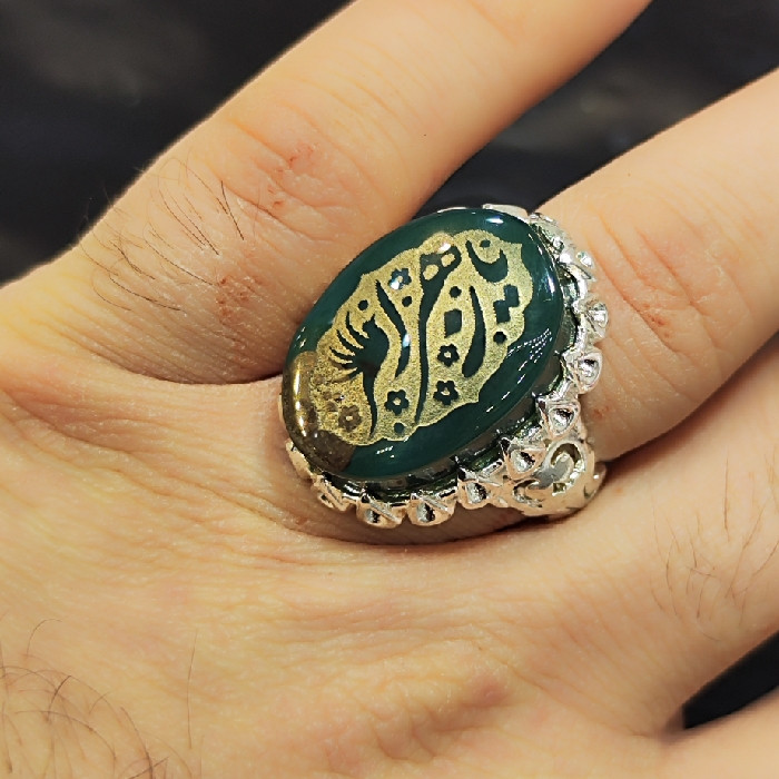 انگشتر مردانه مدل سنگ عقیق خطی کد ۶۵۰۵