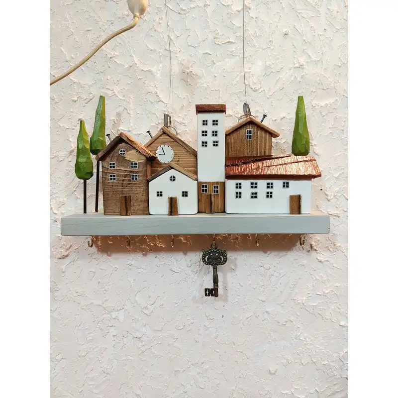 جاکلیدی چوبی مدل دهکده رویایی کد 5213left