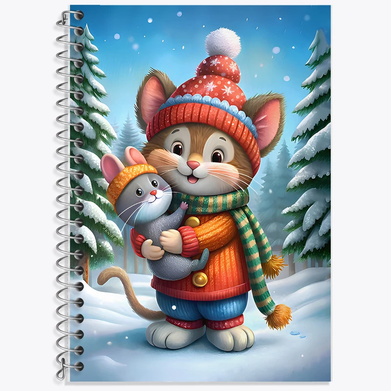 دفتر زبان 50 برگ خندالو مدل دو خط طرح گربه و خرگوش کوچولو کد F7094