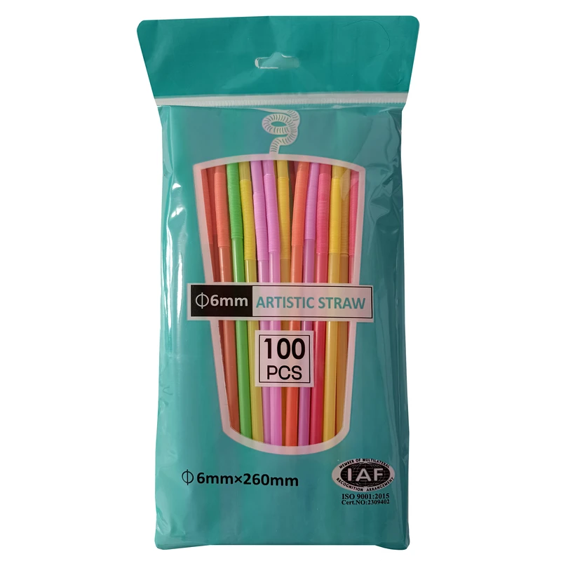 نی نوشیدنی یکبار مصرف مدل فانتزی بسته 100 عددی