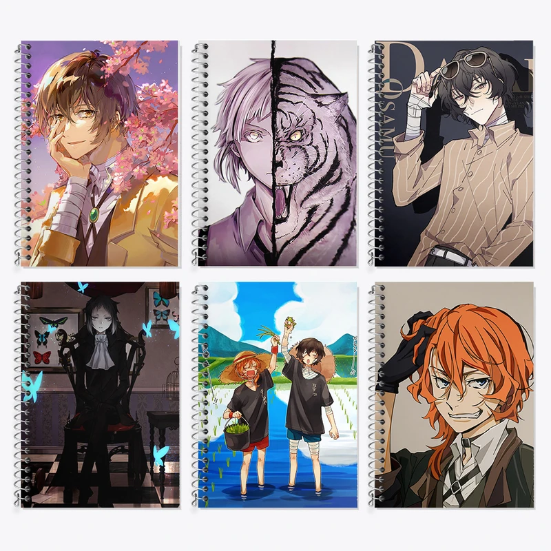 دفتر زبان 50 برگ خندالو مدل دو خط طرح انیمه سگ های ولگرد بانگو کد 636 مجموعه 6 عددی