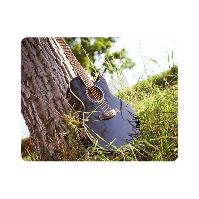 ماوس پد اطلس آبی طرح چمن و درخت و گیتار مدل T1794