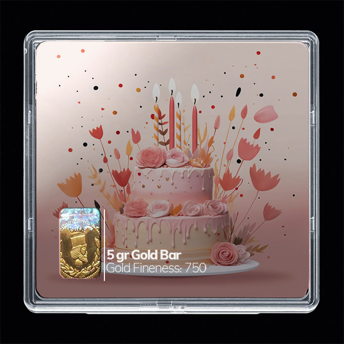 شمش طلا 18 عیار مدوپد مدل کیک تولد  کد SG10742
