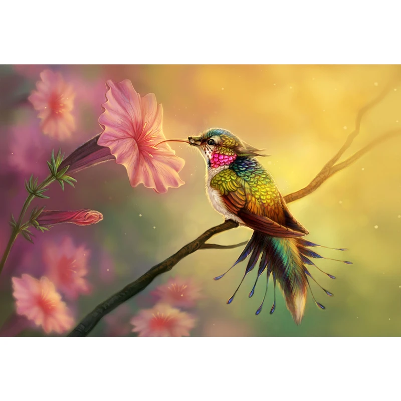 مگنت طرح نقاشی انتزاعی پرنده و گل مدل T1600 