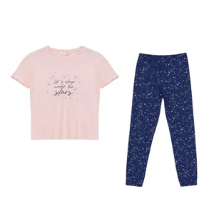 ست تی شرت آستین کوتاه و شلوار راحتی زنانه ال سی وایکیکی مدل فول پنبه