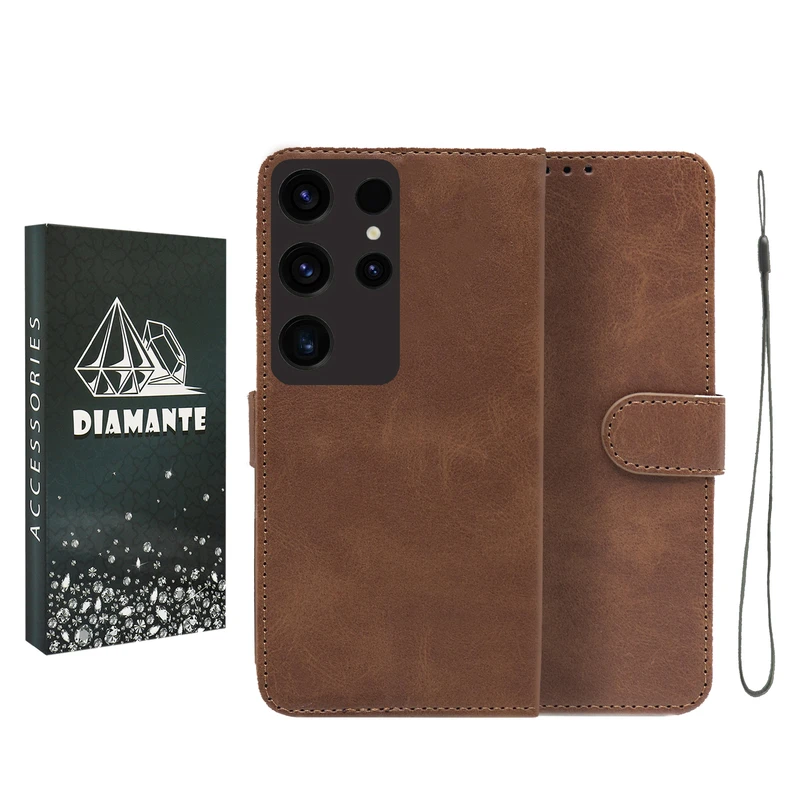 کیف کلاسوری دیامانته مدل Bandaviz Bk مناسب برای گوشی موبایل سامسونگ Galaxy S26 Ultra به همراه بندآویز