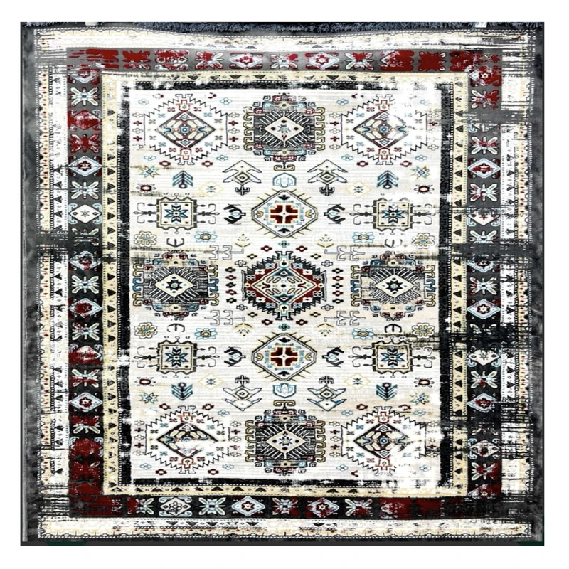 فرش ماشینی 420 شانه زمینه کرم حاشیه طوسی مدل 30480