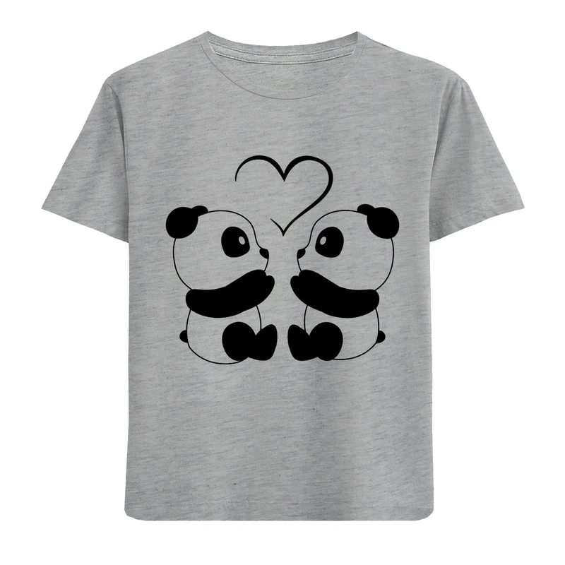 تی شرت آستین کوتاه دخترانه مدل پاندا عاشق F232