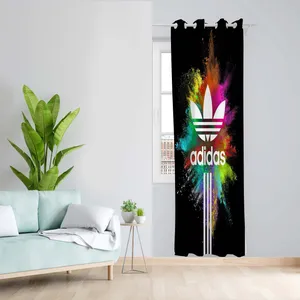 پرده طرح آدیداس مدل مخمل پانچی کد 5444 z سایز 140x200 سانتی متر