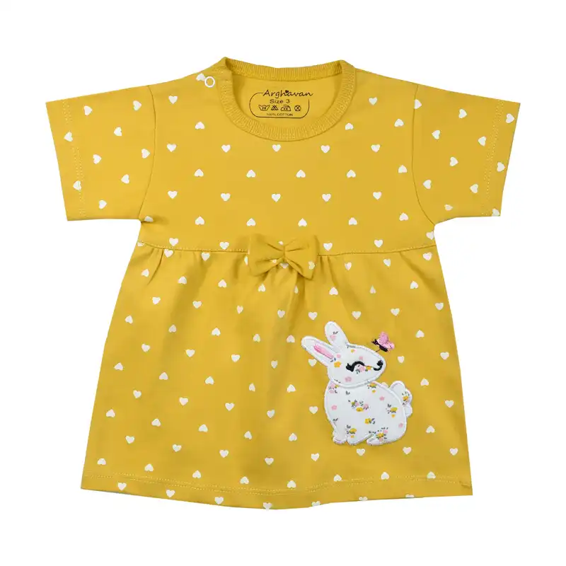 تی شرت آستین کوتاه نوزادی مدل ارغوان گل و خرگوش