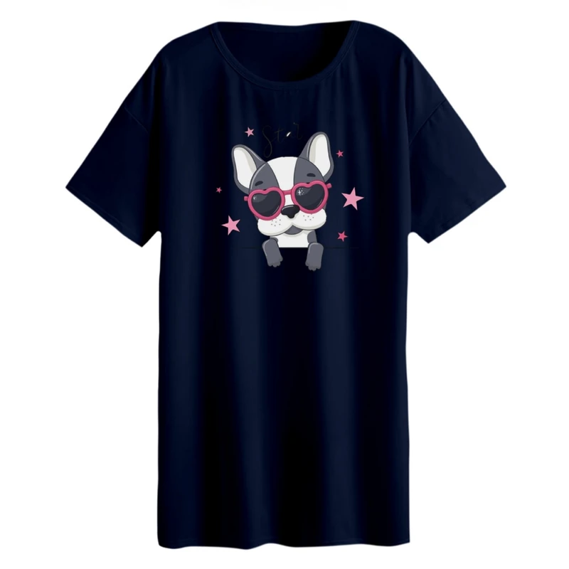 تی شرت لانگ آستین کوتاه زنانه مدل سگ کد 13