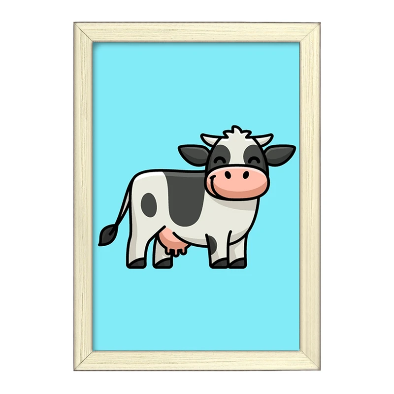 تابلو خندالو طرح حیوانات بامزه گاو کد 28207