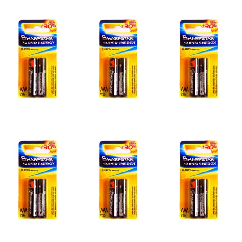 باتری نیم قلمی شارپ استار مدل super  energy بسته 12 عددی