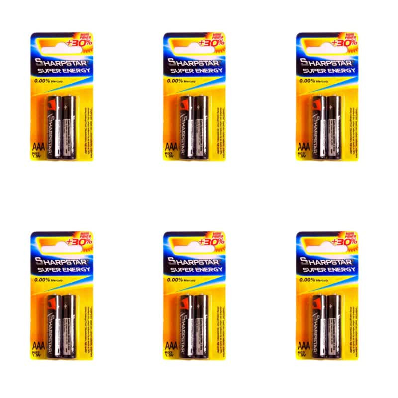 باتری نیم قلمی شارپ استار مدل super  energy بسته 12 عددی