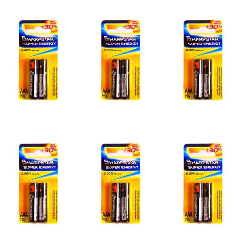 باتری نیم قلمی شارپ استار مدل super energy بسته 12 عددی باتری نیم قلمی شارپ استار مدل super energy بسته 12 عددی