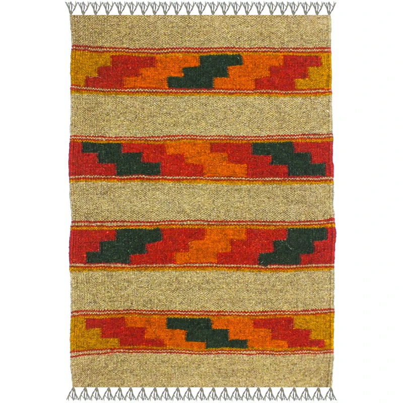 گلیم دستبافت یک متر مدل پادری شیراز کد 1709 زمینه الوان