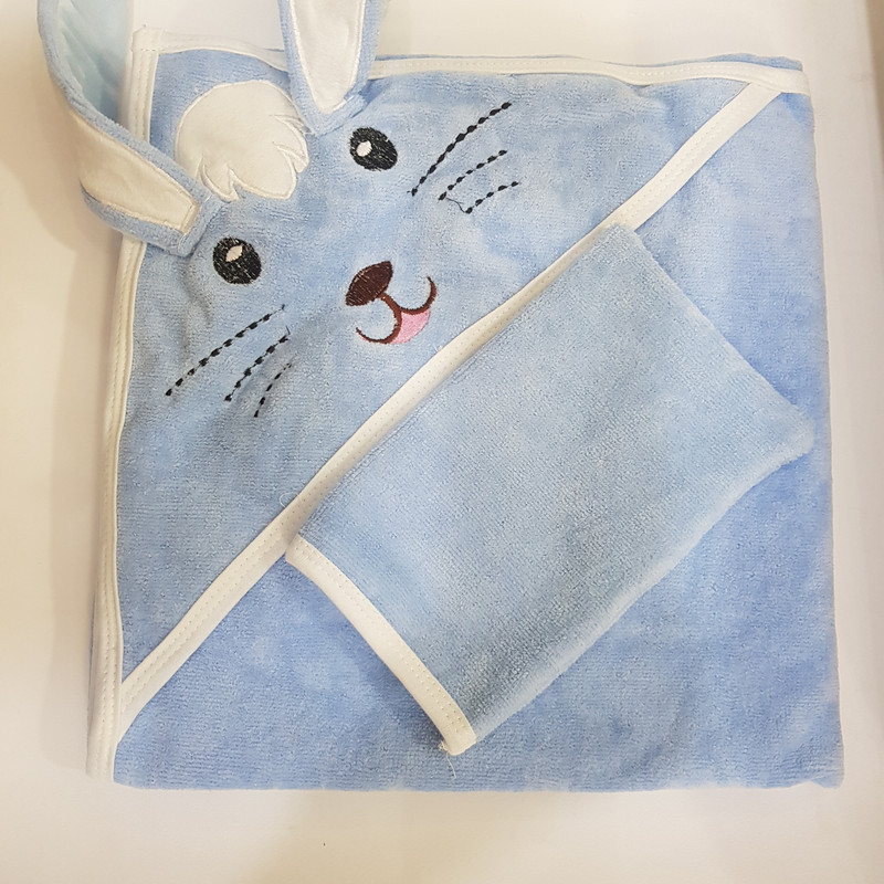 پتو نوزادی مدل دورپیچ کلاهدار سایز 86x93 سانتی متر