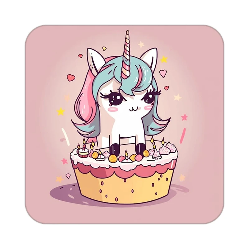 زیر لیوانی کاکتی طرح اسب تک شاخ و یونیکورن مدل mp32128