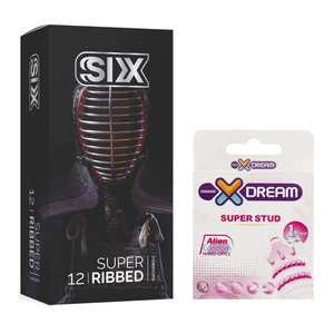 کاندوم سیکس مدل Super Ribbed بسته 12 عددی به همراه کاندوم ایکس دریم مدل Super Stud