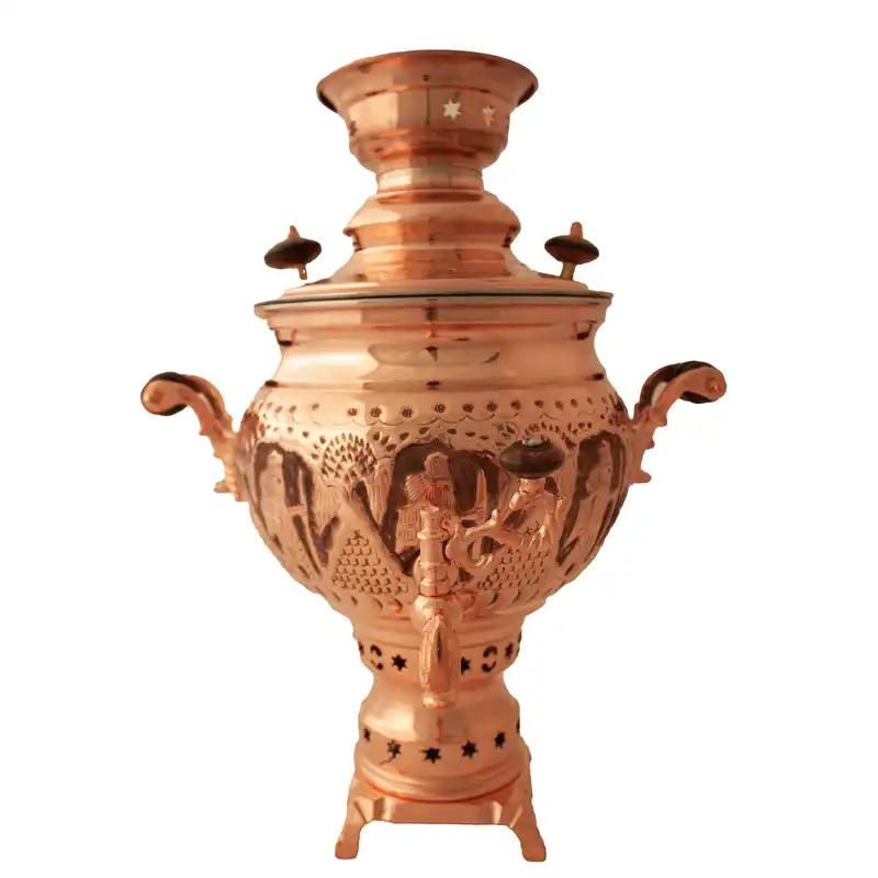 سرویس سماور ذغالی 5 پارچه مسی مدل نانو