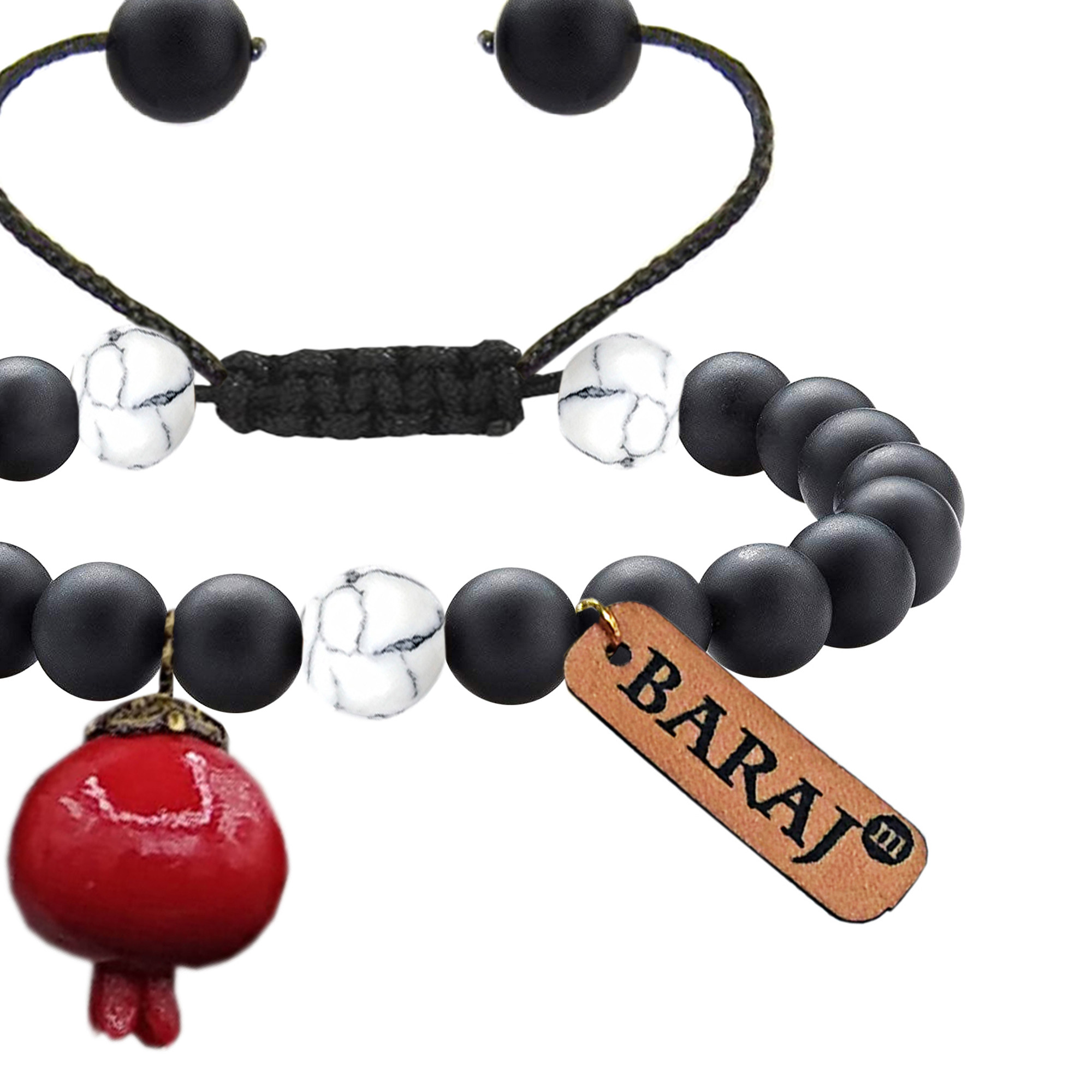 دستبند زنانه باراج من مدل انار و سنگ هولیت کد H-AH3