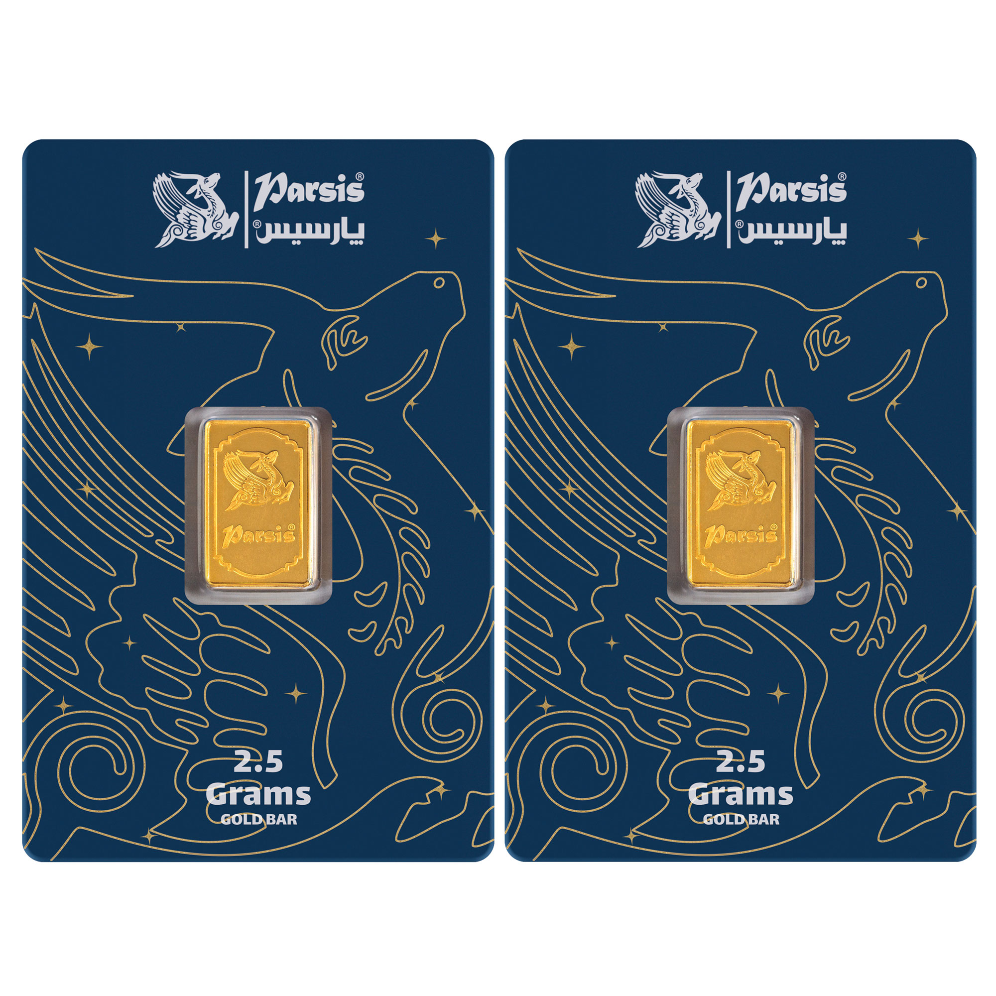 شمش طلا 24 عیار پارسیس مدل Zarmehr 2.5 بسته 2 عددی