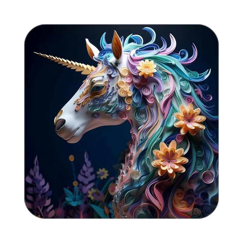 زیر لیوانی کاکتی طرح اسب تک شاخ و یونیکورن مدل mp29477