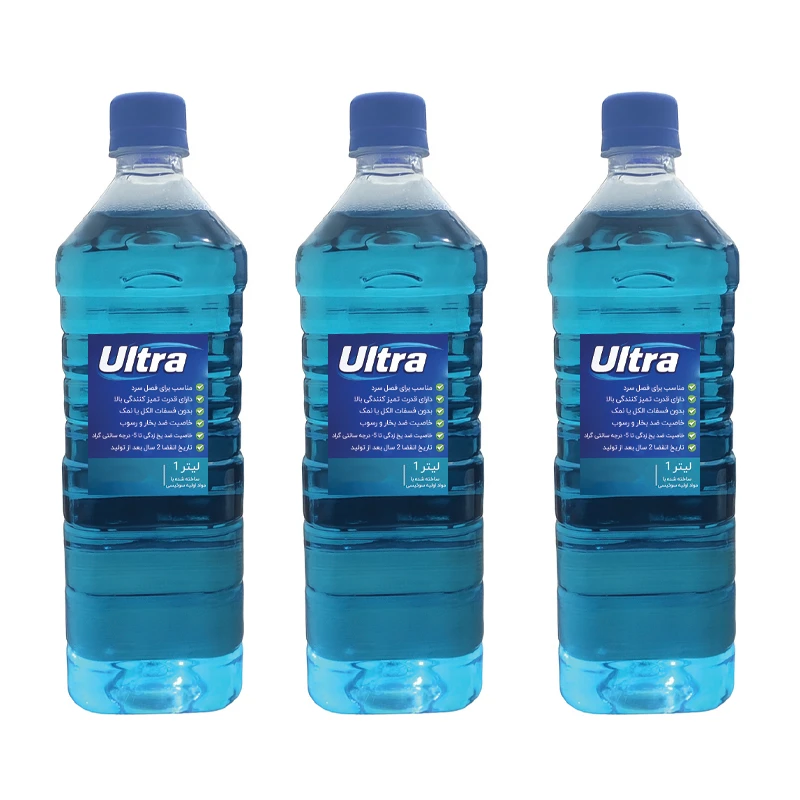 محلول شیشه‌شوی خودرو الترا مدل زمستانه حجم 1 لیتر مجموعه 3 عددی