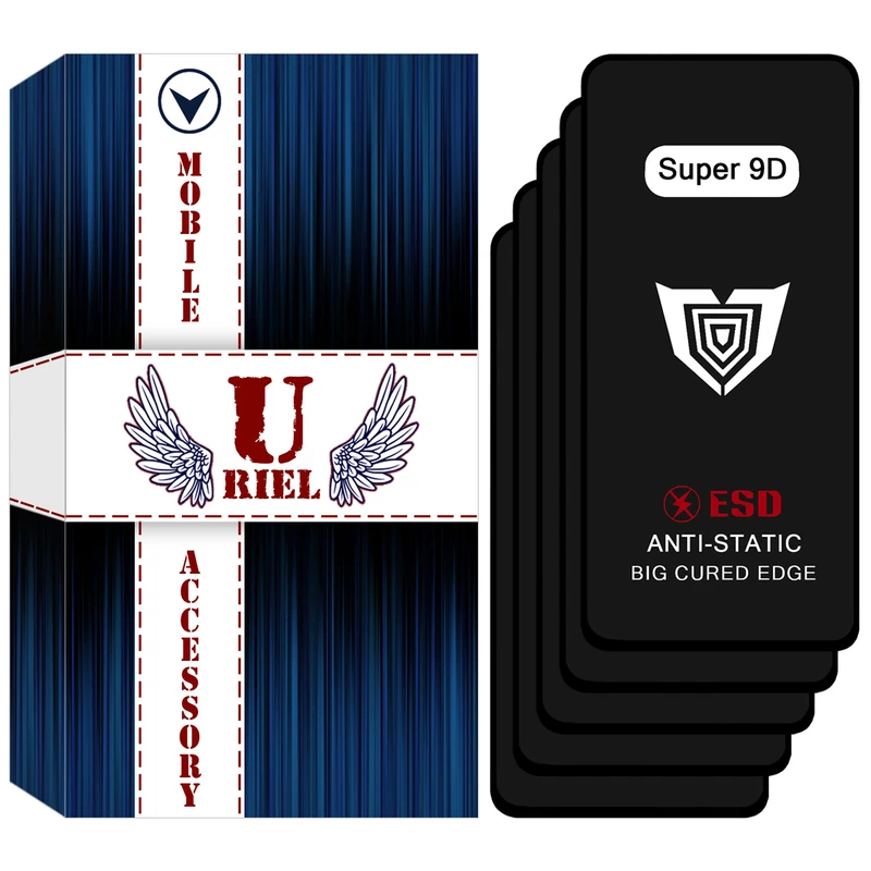 محافظ صفحه نمایش یوریل مدل گلس Super 9D مناسب برای گوشی موبایل شیائومی Redmi Note 14 4G بسته پنج عددی